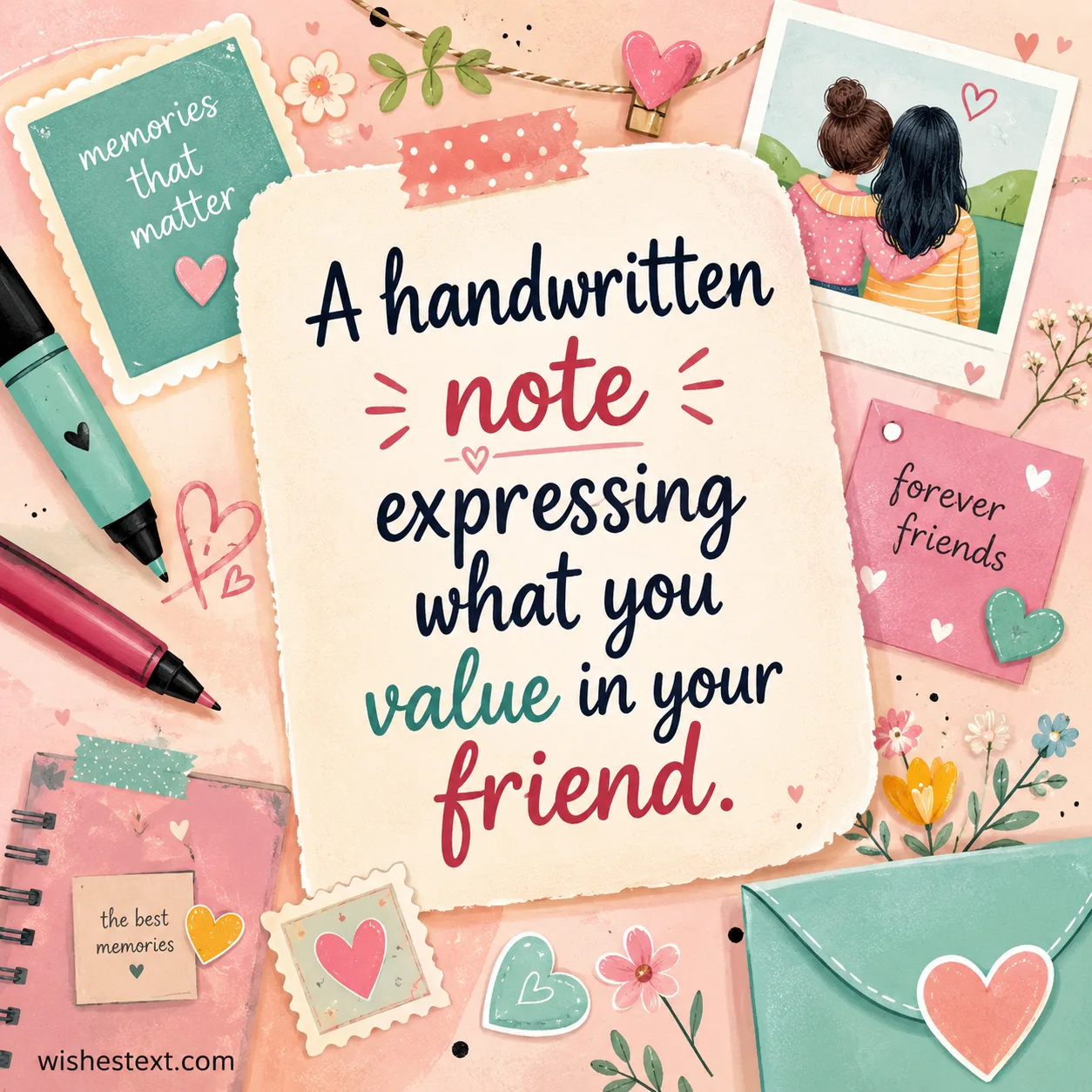 A handwritten note expressing what you value in your friend