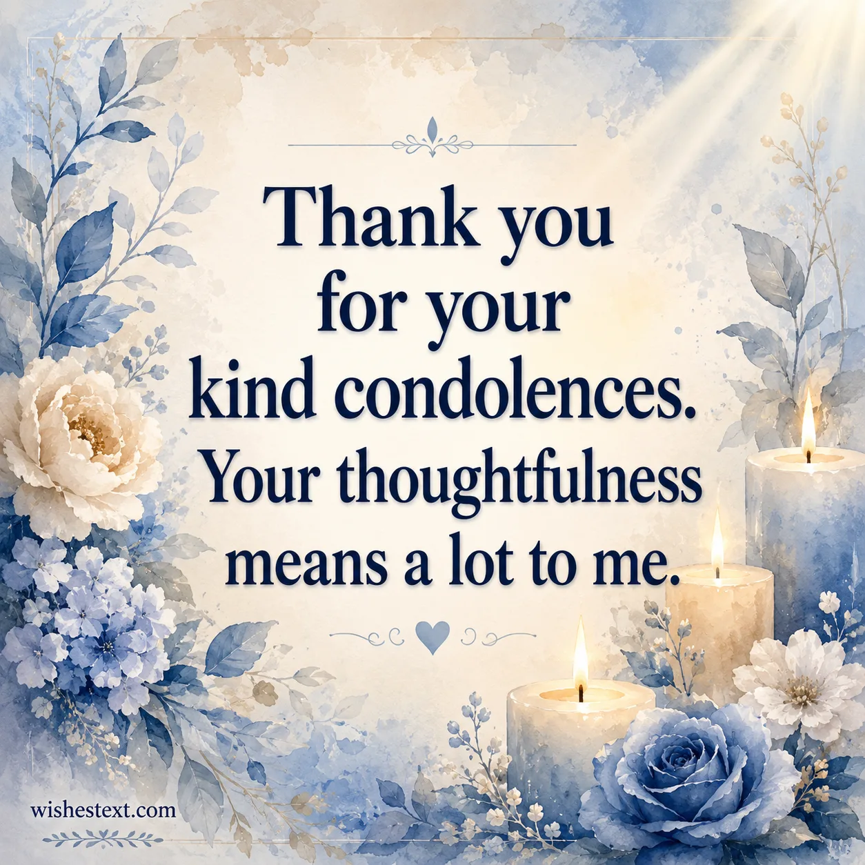 Thank you for your kind condolences. Your thoughtfulness means a lot to me.
