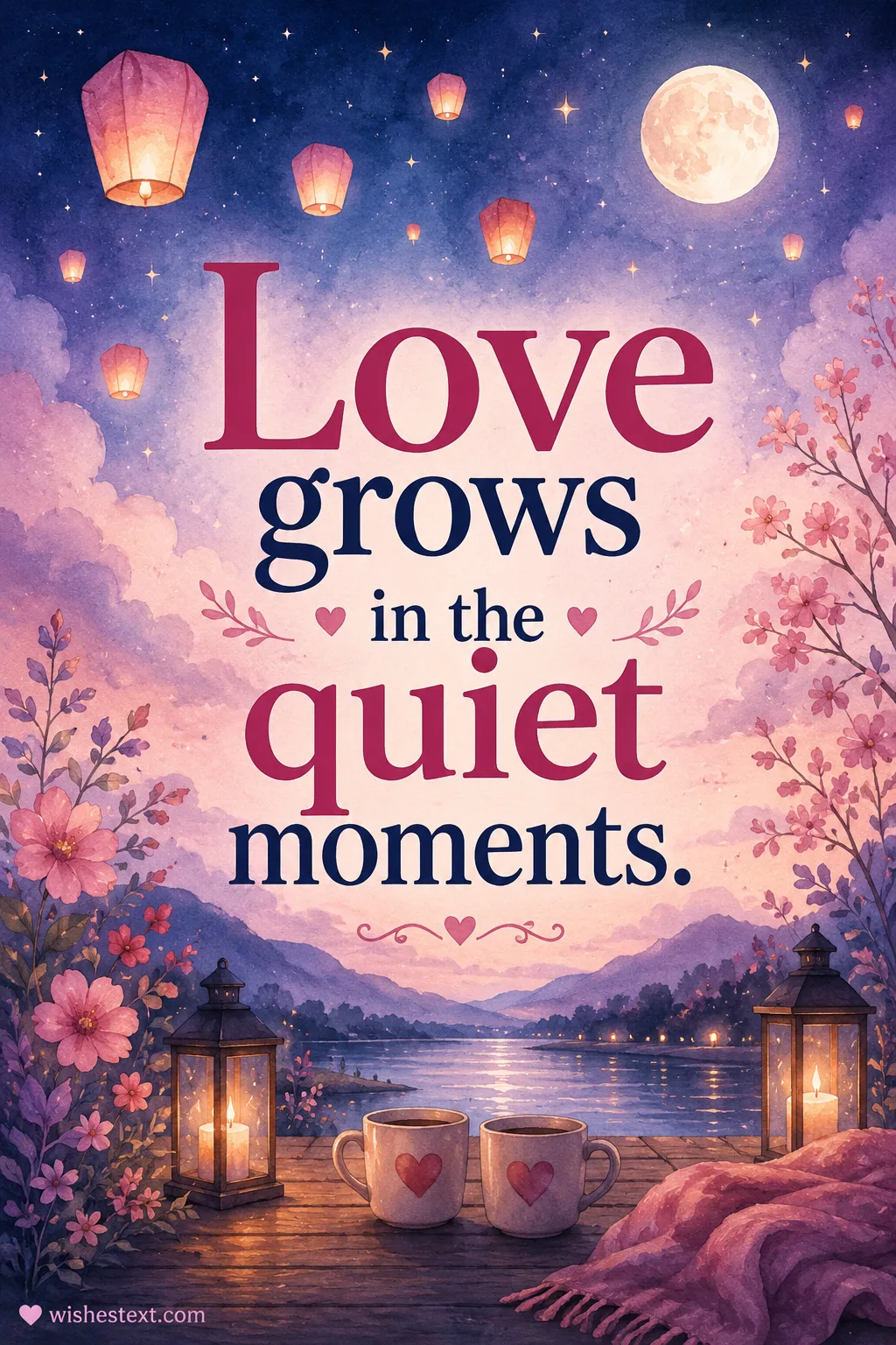 Love grows in the quiet moments sweet emotional good night quote