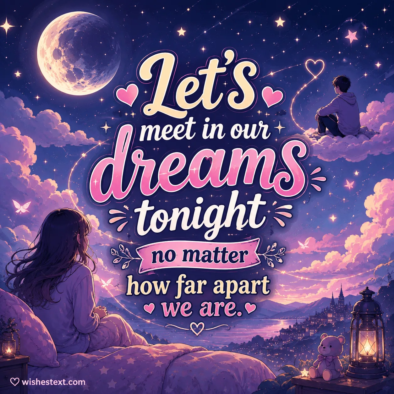 Lets meet in our dreams romantic long distance good night message