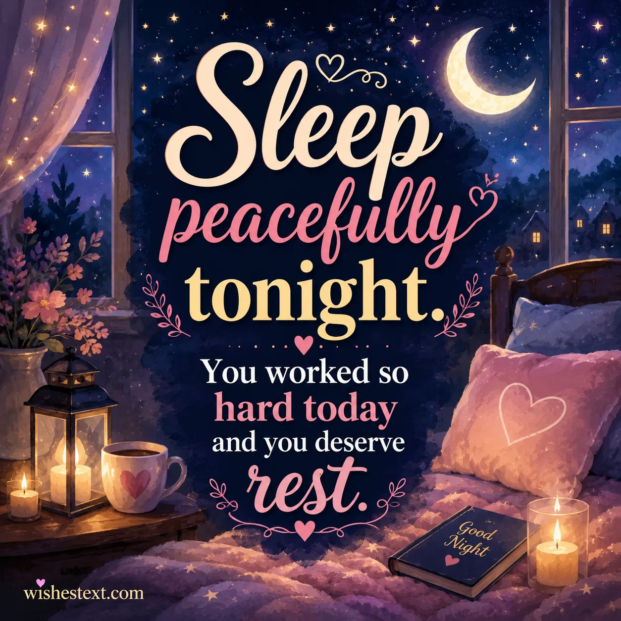 Sleep peacefully tonight with a romantic comforting good night message