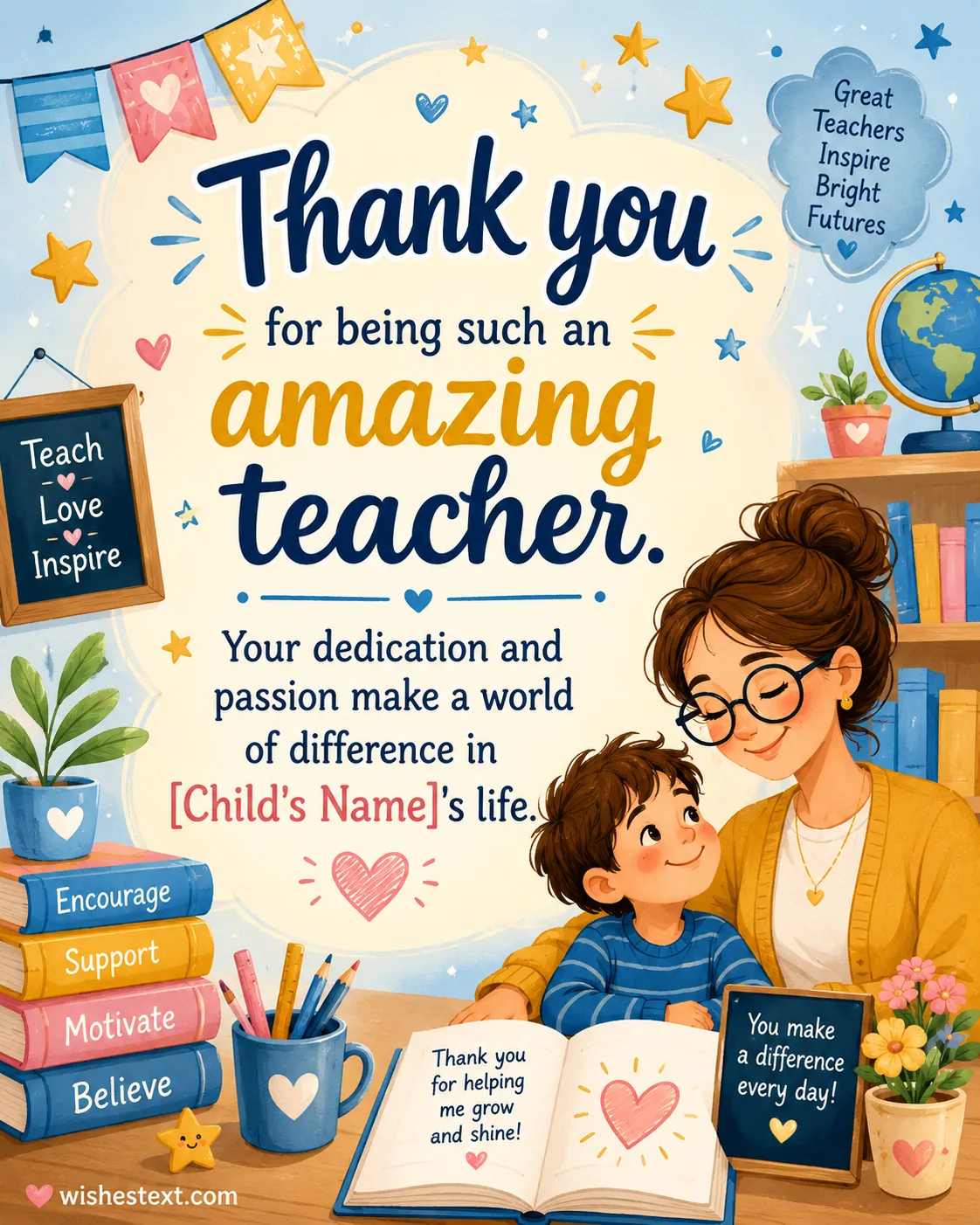Teacher appreciation message about dedication and passion